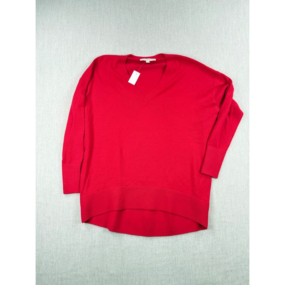 Loft Womens Red V-Neck High Low Hem Knit Sweater Size S NWT 32345384